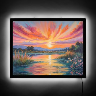 Sunrise at the pond watercolor