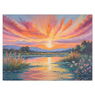 Sunrise at the pond watercolor
