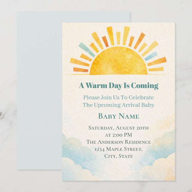 Sunrise Baby Shower Invitation (Front/Back)