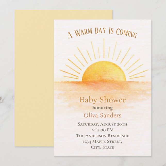 Sunrise Baby Shower Modern Invitation (Front/Back)