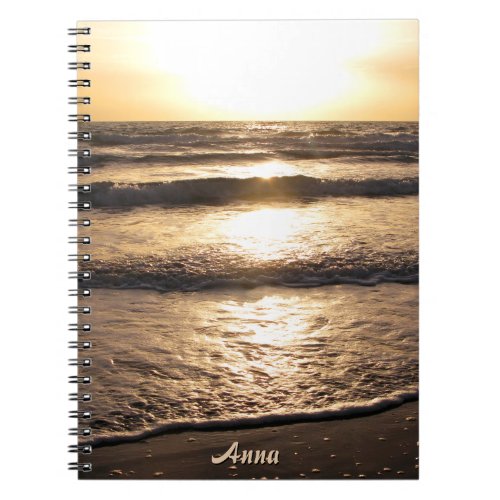 Sunrise Beach Ocean View Photo any Name Notebook