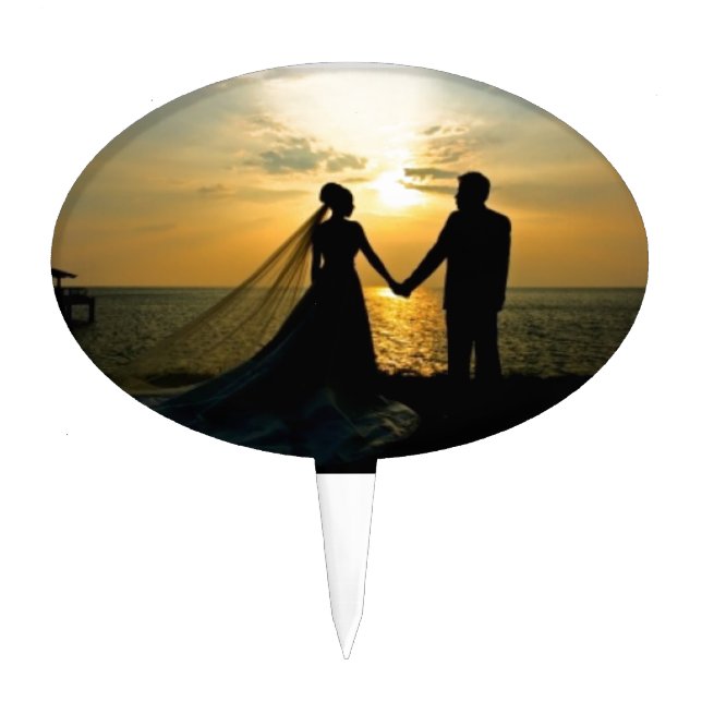 Sunrise Beach Wedding Cake Topper (Front)