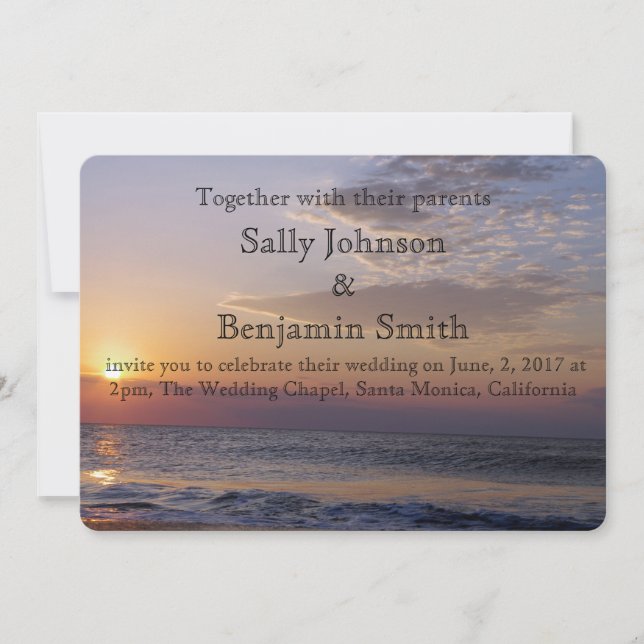 Sunrise Beach Wedding Invitation (Front)