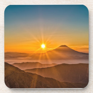 Sunrise between the hills beverage coaster