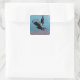Sunrise Bird Art Tawny Owl Square Sticker