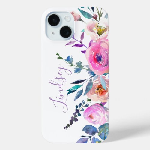 Sunrise Boho Floral Monogram iPhone 15 Case