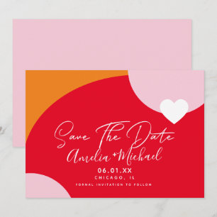 Sunrise Bold Pink Orange Save the Date Invitation