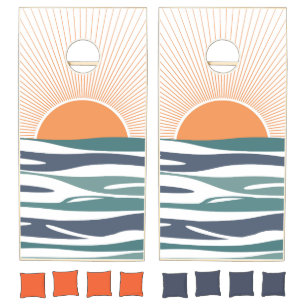 Sunrise by the sea cornhole set