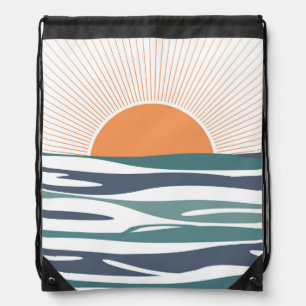 Sunrise by the sea drawstring bag