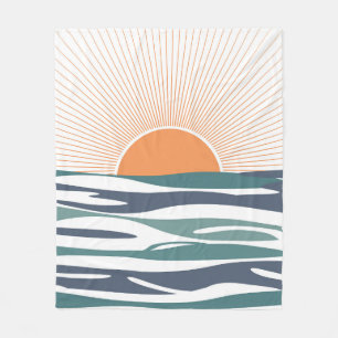 Sunrise by the sea fleece blanket