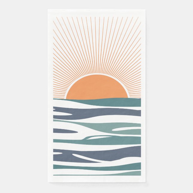 Sunrise by the sea paper guest towels (Front)