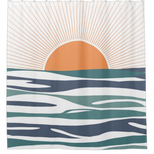 Sunrise by the sea shower curtain