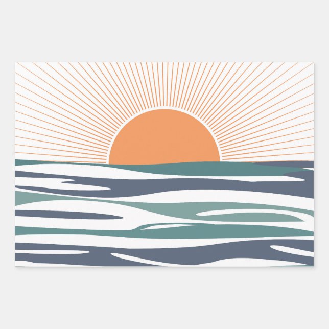 Sunrise by the sea wrapping paper sheets (Front)
