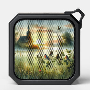 Sunrise Church with Birds in Misty Meadow Bluetooth Speaker