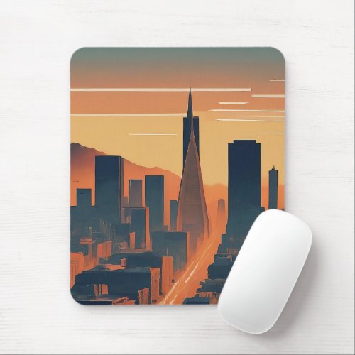 Sunrise City at the Foot of the Mountain Mouse Pad