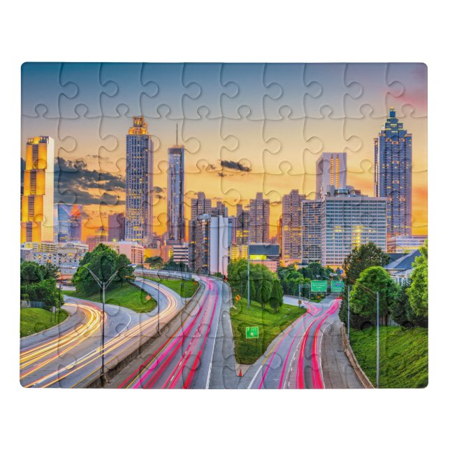Sunrise Cityscape Building Atlanta Georgia Travel Jigsaw Puzzle (Puzzle Horizontal)