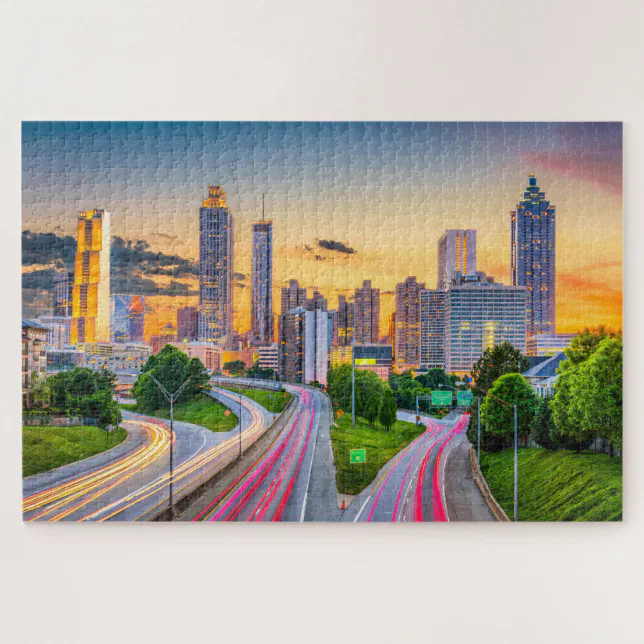 Sunrise Cityscape Building Atlanta Travel Jigsaw Puzzle Zazzle