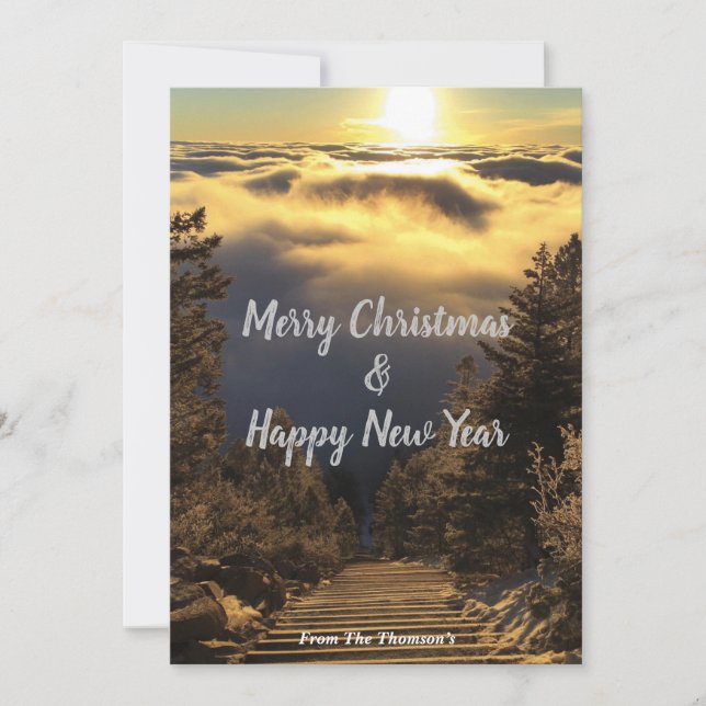Sunrise Cloud Inversion Over Colorado Springs Holiday Card (Front)