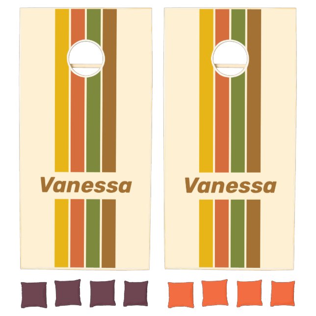 Sunrise Clover Pin Striped with Name Cornhole Set (Set)