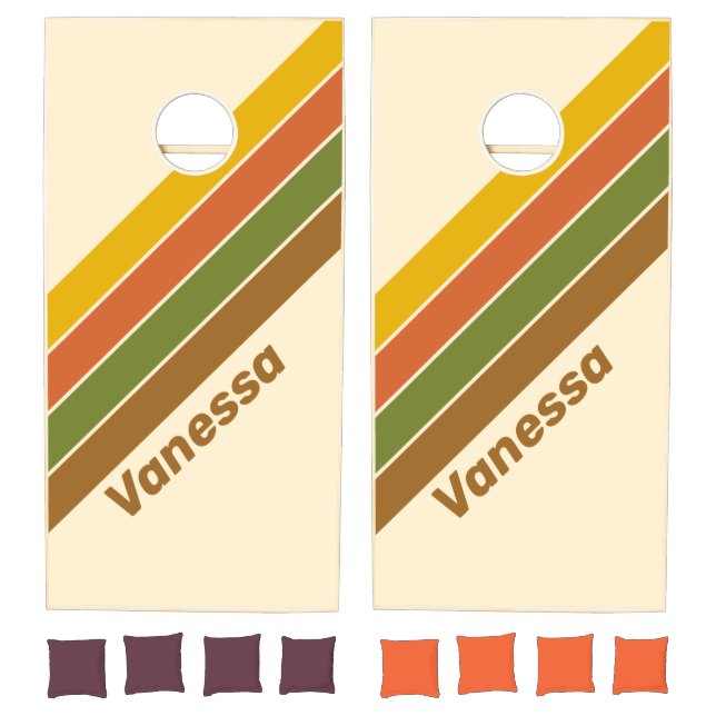 Sunrise Clover Striped with Name Cornhole Set (Set)