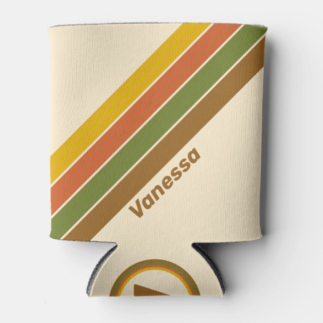 Sunrise Clover Stripes with Name Can Cooler (Front)