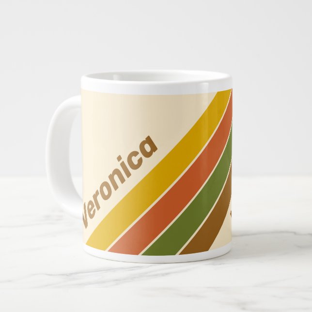 Sunrise Clover Stripes with Name Giant Coffee Mug (Front Left)