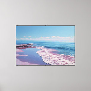 Sunrise Coastal Beach Painting – Abstract Wall Art