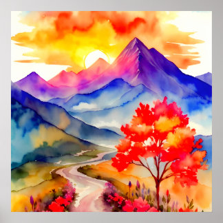 Sunrise Colorful Mountain Wall Art