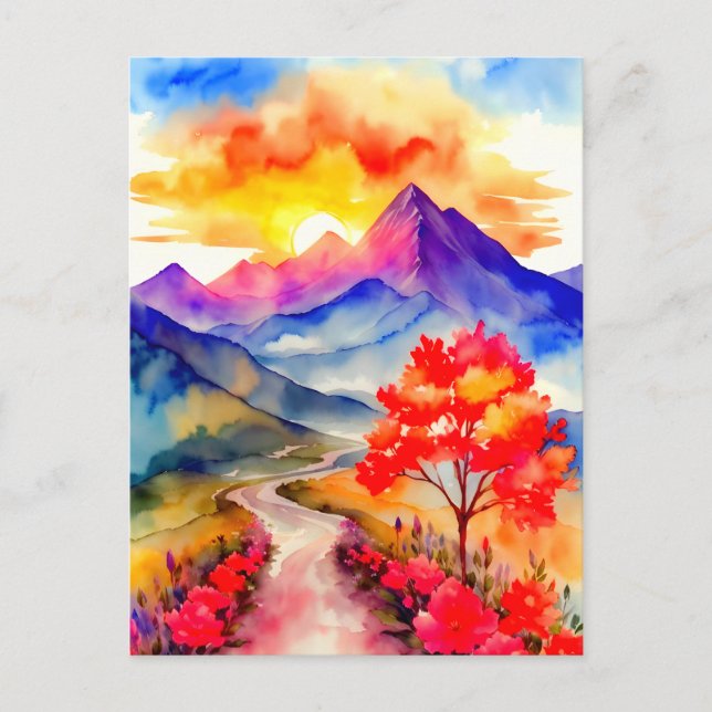 Sunrise Colorful Mountain Wall Art Postcard (Front)