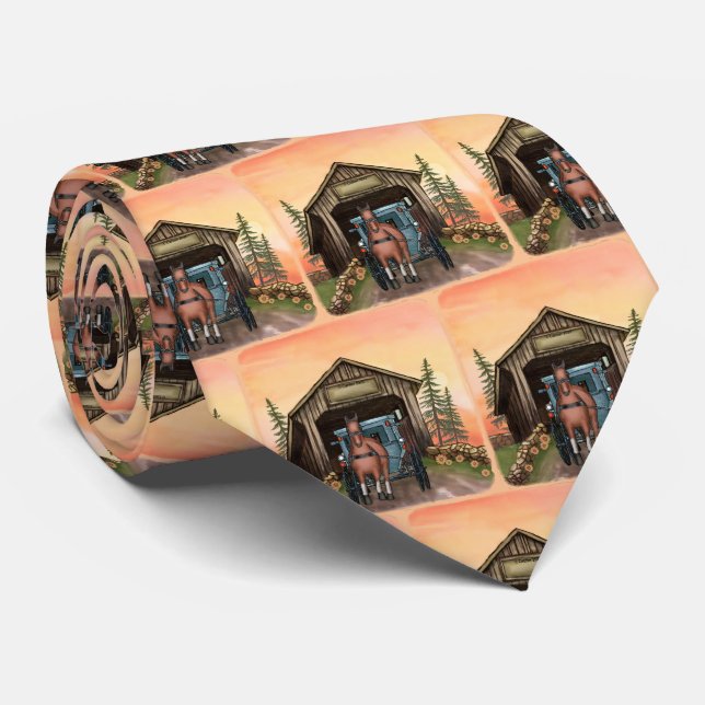 Sunrise Covered Bridge Neck Tie (Rolled)