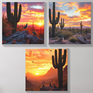 Sunrise Desert Landscape Arizona Wall Art Canvas Photo Tile