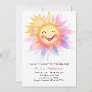 Sunrise Dreams and Sunshine Beams Girl Baby Shower Invitation
