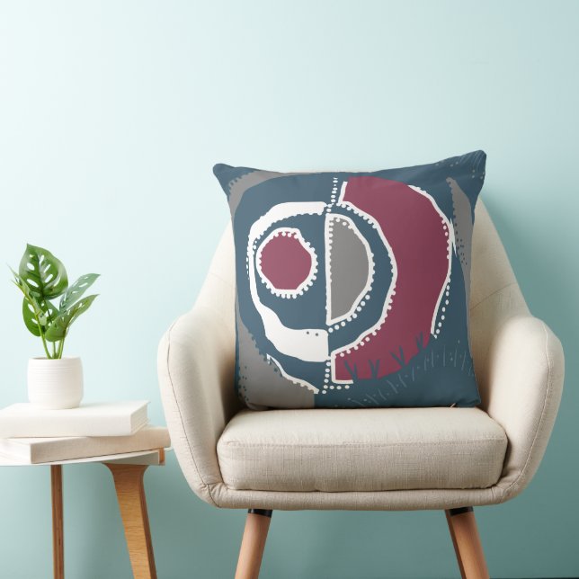 Sunrise Ethnic Circle - Grey Teal Navy Magenta Throw Pillow (Chair)