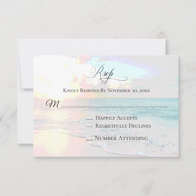 *~* Sunrise Exotic Ocean - Beach Wedding RSVP (Front)