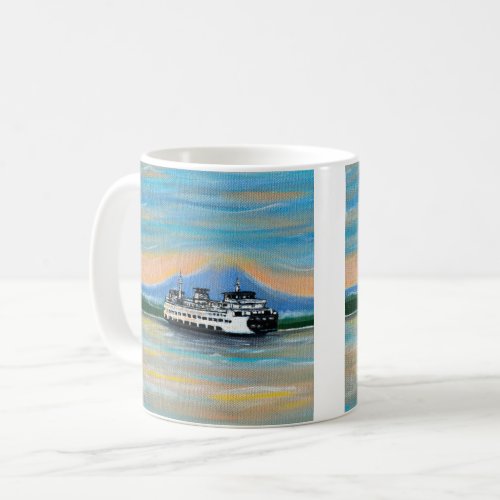 Sunrise Ferry Painting Coffee Mug