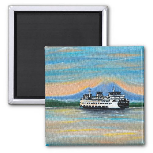 Sunrise Ferry Painting Magnet