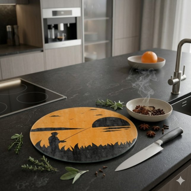 Sunrise Fishing in Orange Cutting Board (Creator Uploaded)