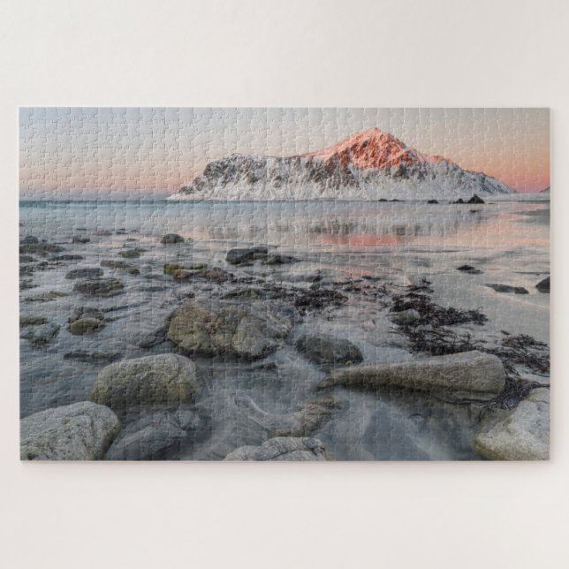 Sunrise Flakstad and Skagsanden Beach Jigsaw Puzzle (Horizontal)