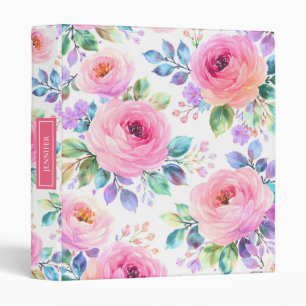 Sunrise Floral Boho Custom Name Design             3 Ring Binder