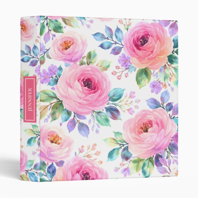Sunrise Floral Boho Custom Name Design             3 Ring Binder (Front/Spine)