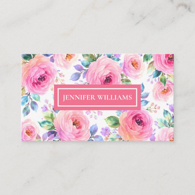 Sunrise Floral Boho Custom Name Design             Business Card (Front)