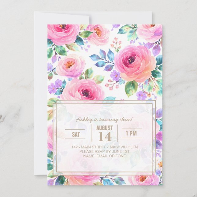 Sunrise Floral Boho Custom Name Design             Invitation (Front)