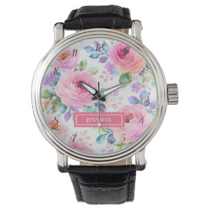 Sunrise Floral Boho Custom Name Design Watch
