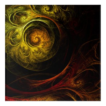 Sunrise Floral Red Abstract Art Acrylic Print by OniArts at Zazzle