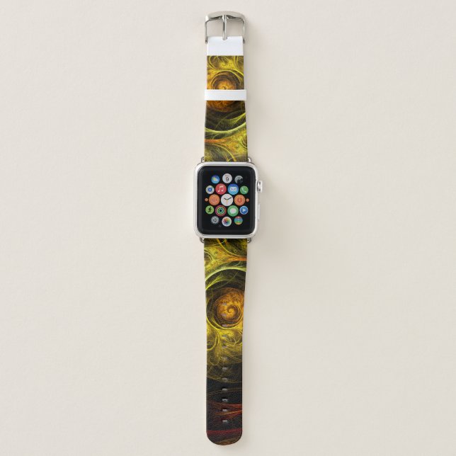 Sunrise Floral Red Abstract Art Apple Watch Band (Front)