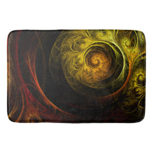 Sunrise Floral Red Abstract Art Bathroom Mat
