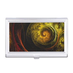 Sunrise Floral Red Abstract Art Business Card Holder
