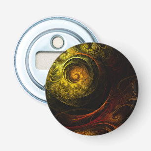 Sunrise Floral Red Abstract Art Button Bottle Opener