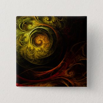 Sunrise Floral Red Abstract Art Button (square) by OniArts at Zazzle