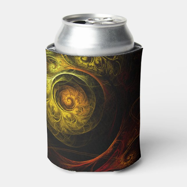 Sunrise Floral Red Abstract Art Can Cooler (Can Front)